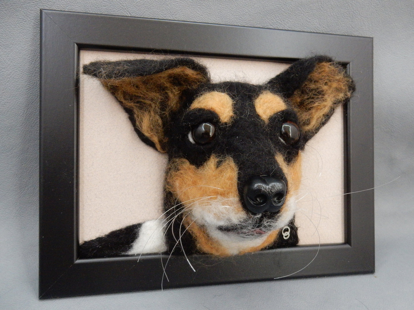 Needle felt dog 3D portrait