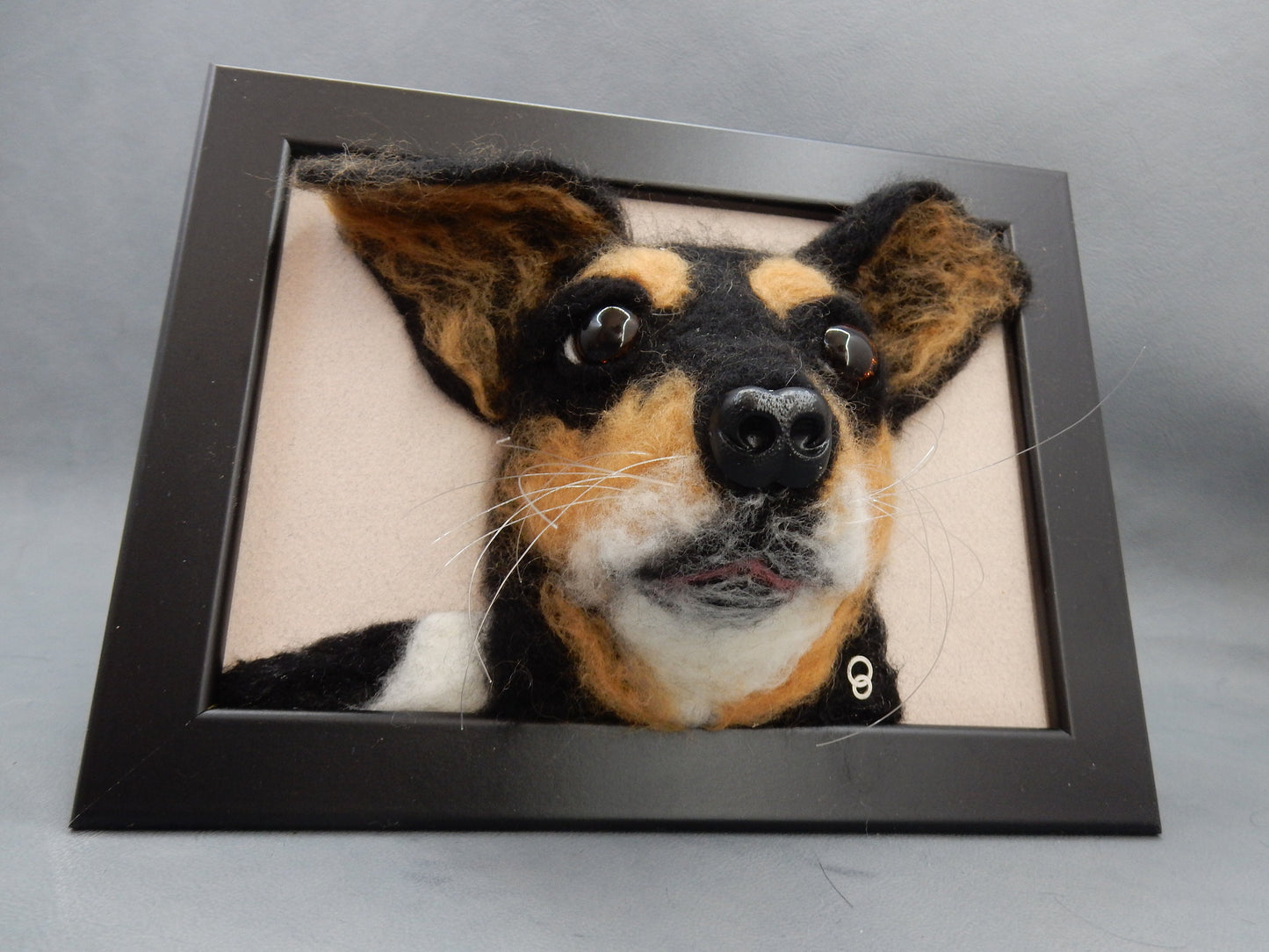 Needle felt dog 3D portrait