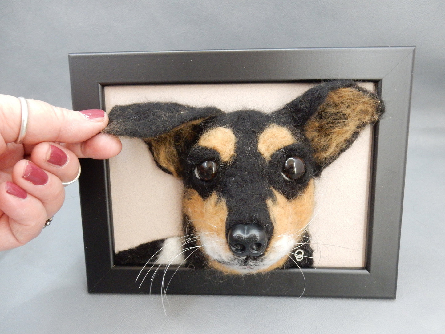 Needle felt dog 3D portrait