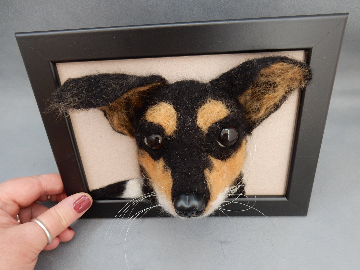 Needle felt dog 3D portrait