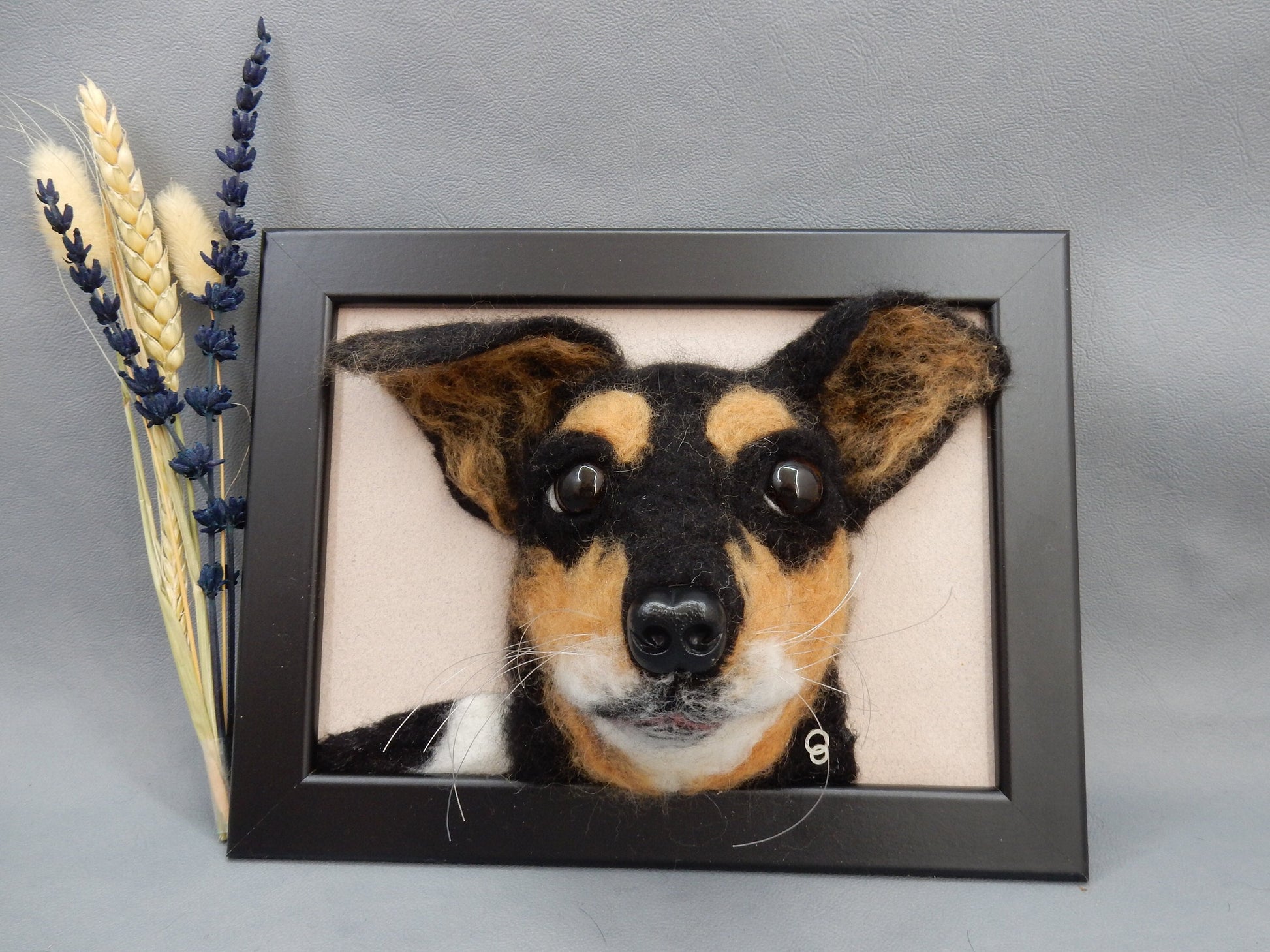 Needle felt dog 3D portrait