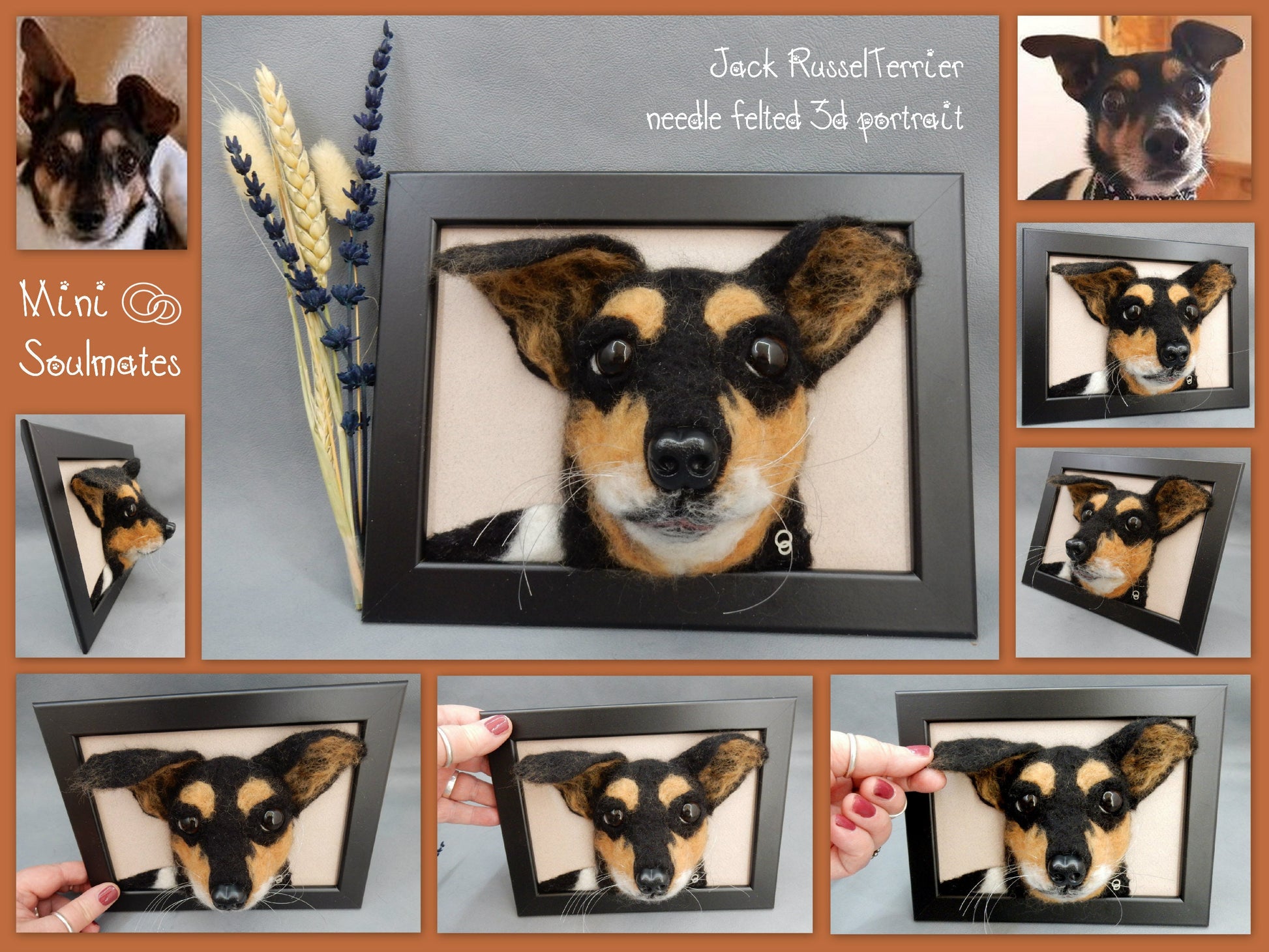 Needle felt dog 3D portrait