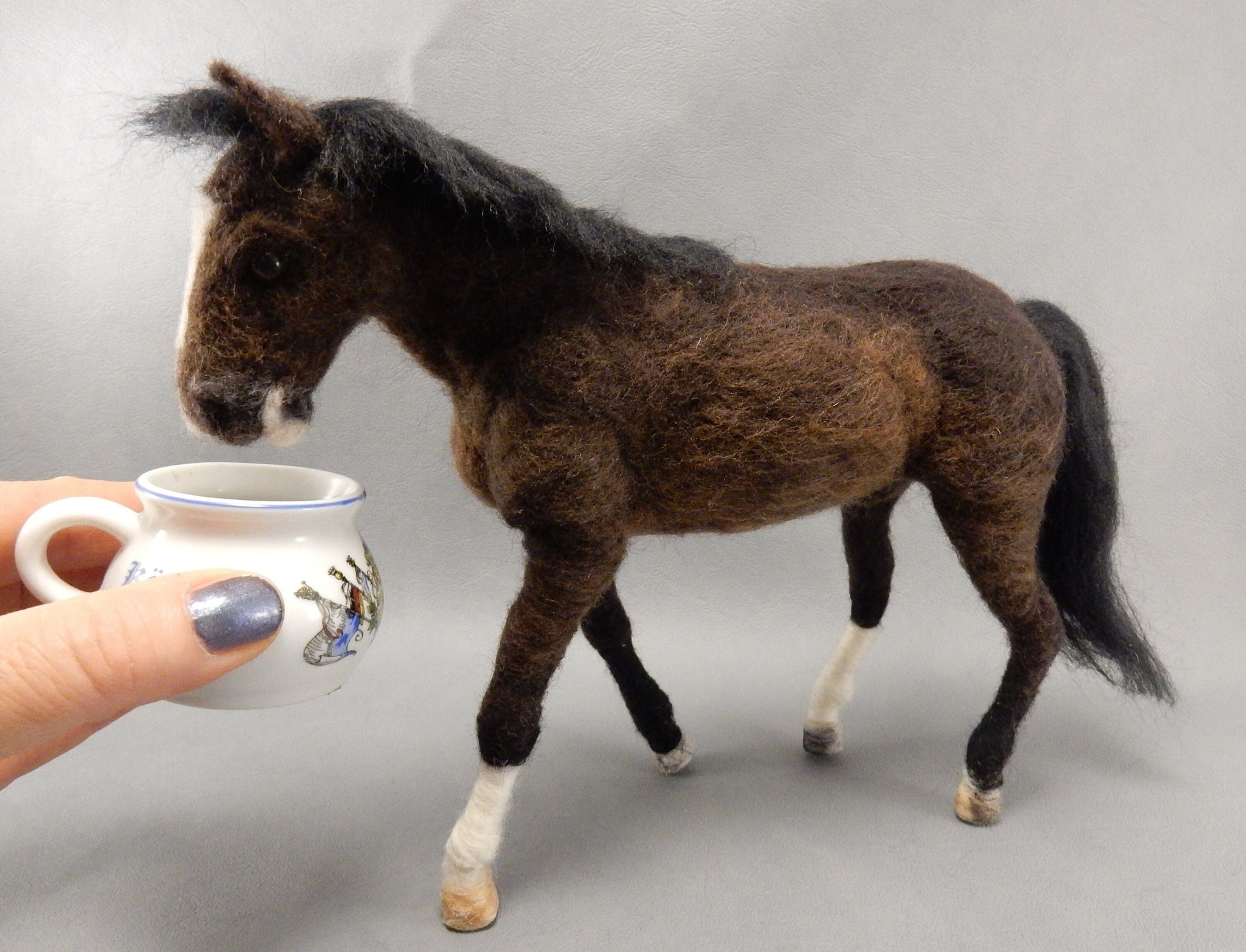 needle-felted horse sculpture