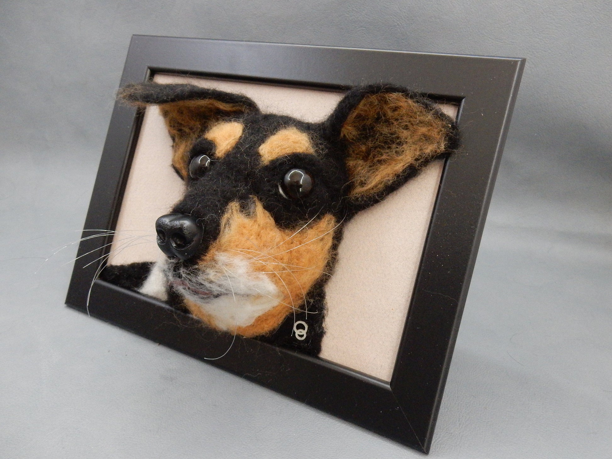 Needle felt dog 3D portrait