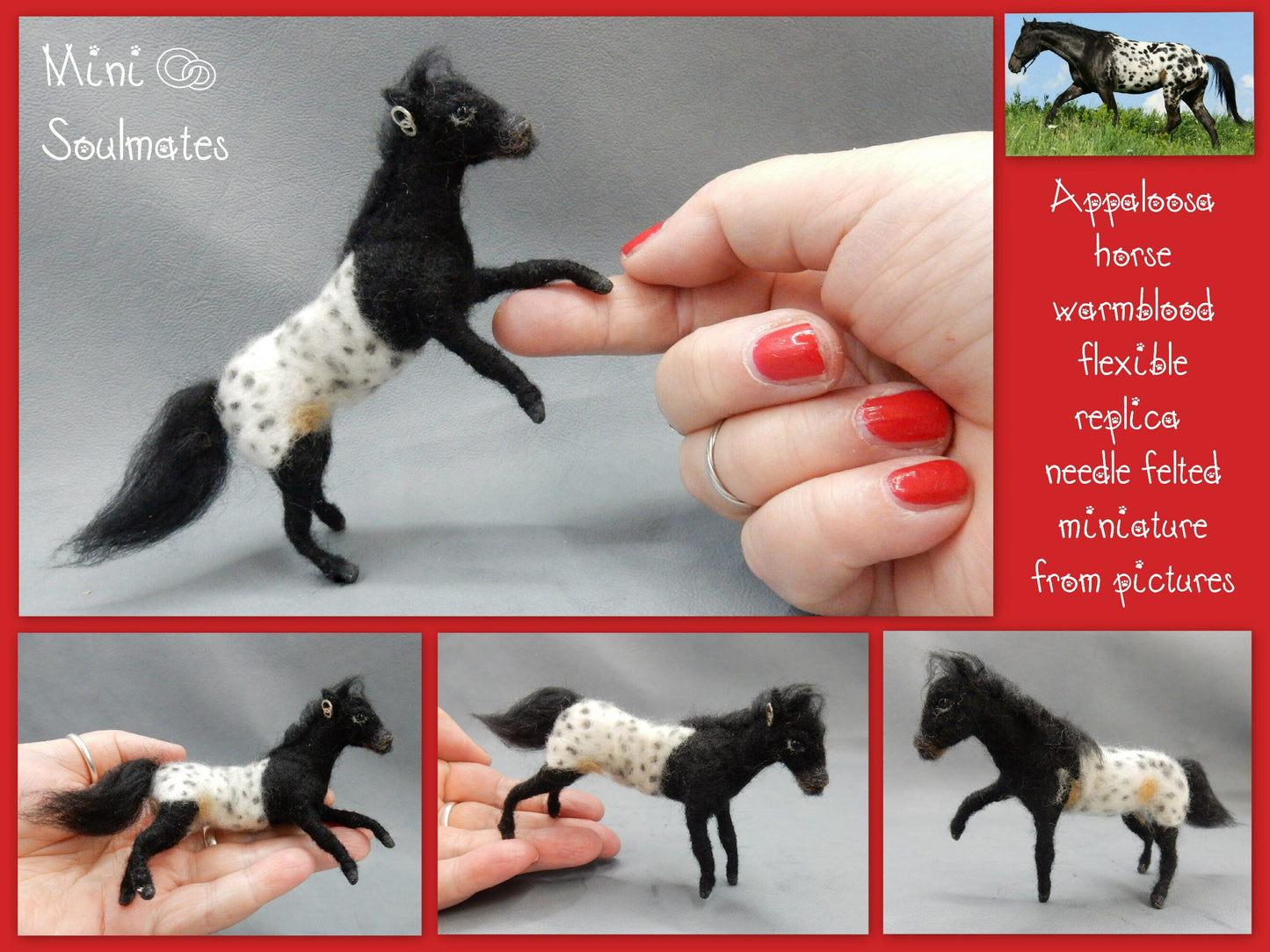 Appaloosa miniature custom felted horse replica