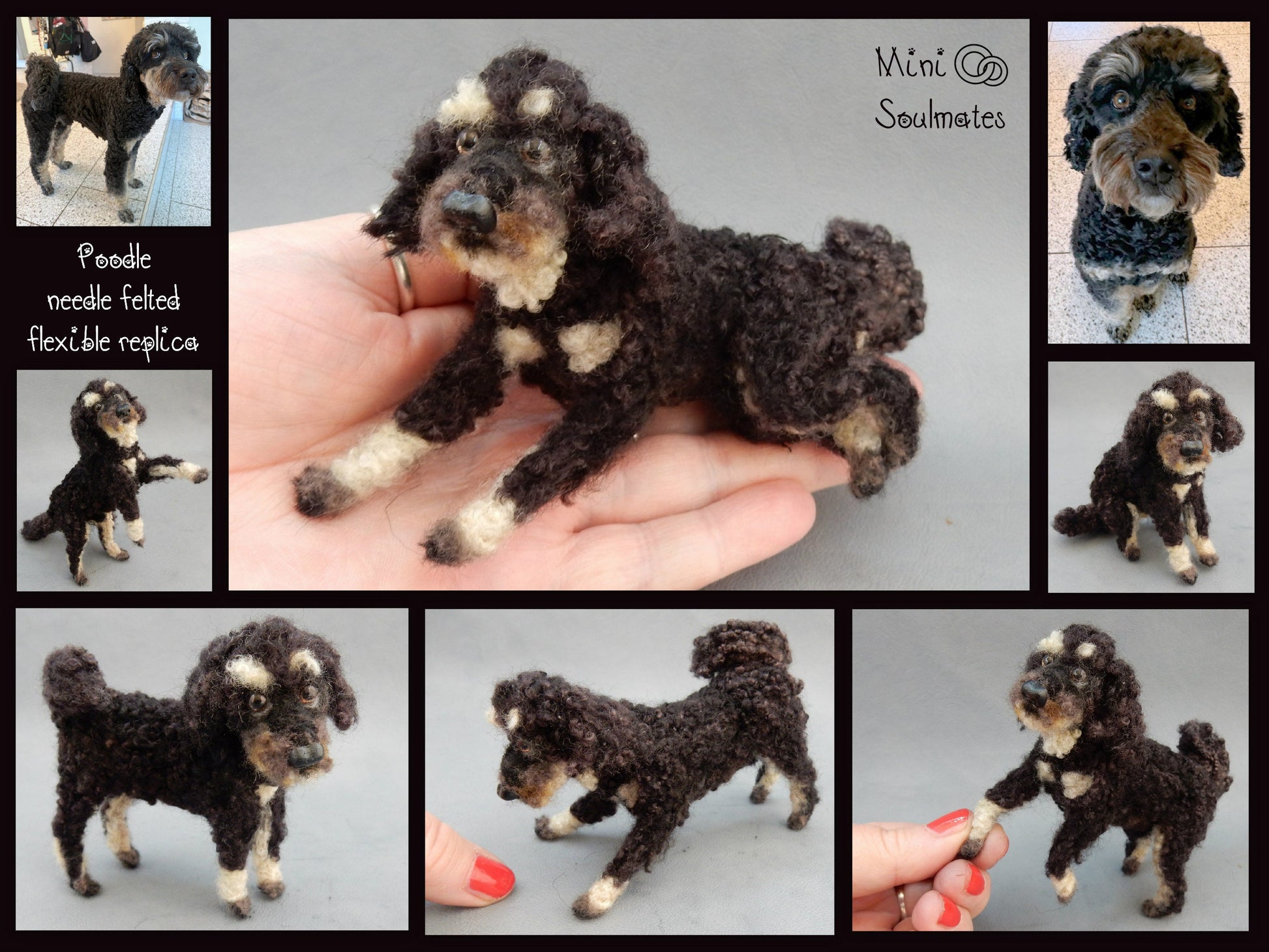 black Poodle needle-felted dog miniature