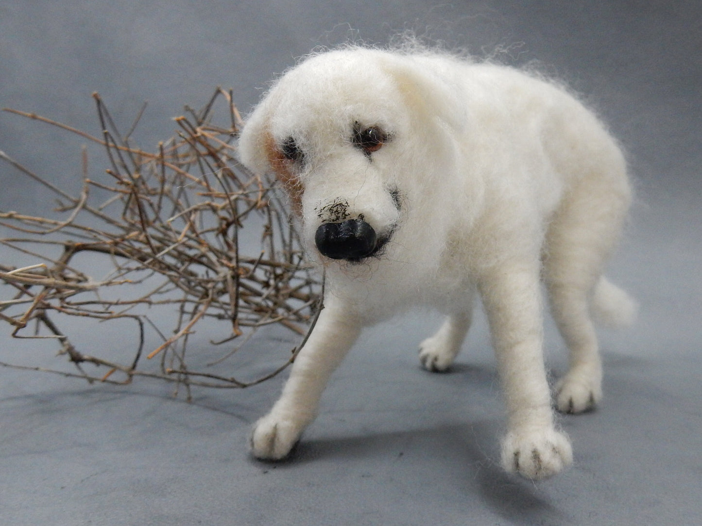 Akbaş miniature custom-felted replica Anatolian shepherd dog