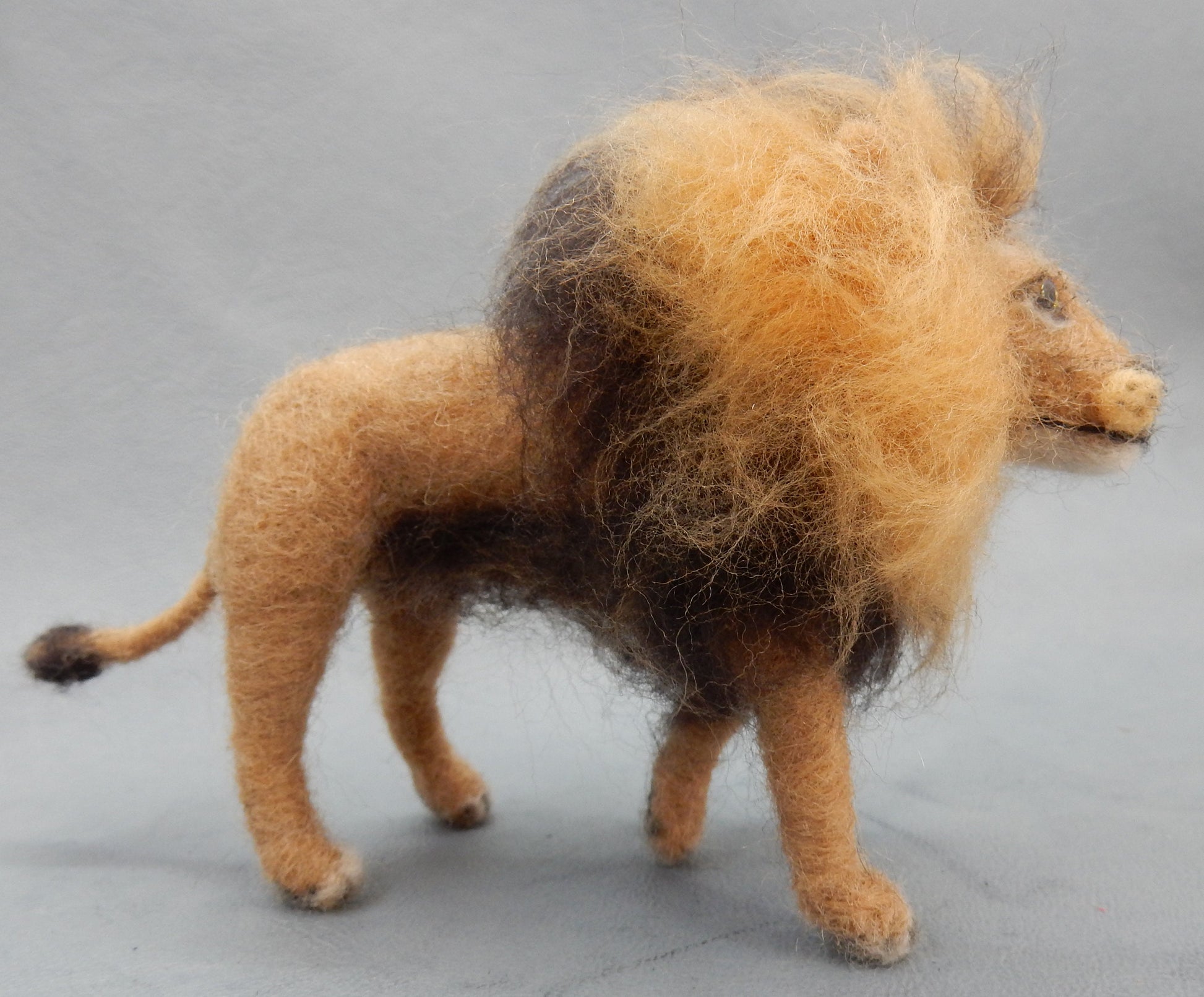 Lion miniature needle-felt replica custom felted lion animal art sculpture