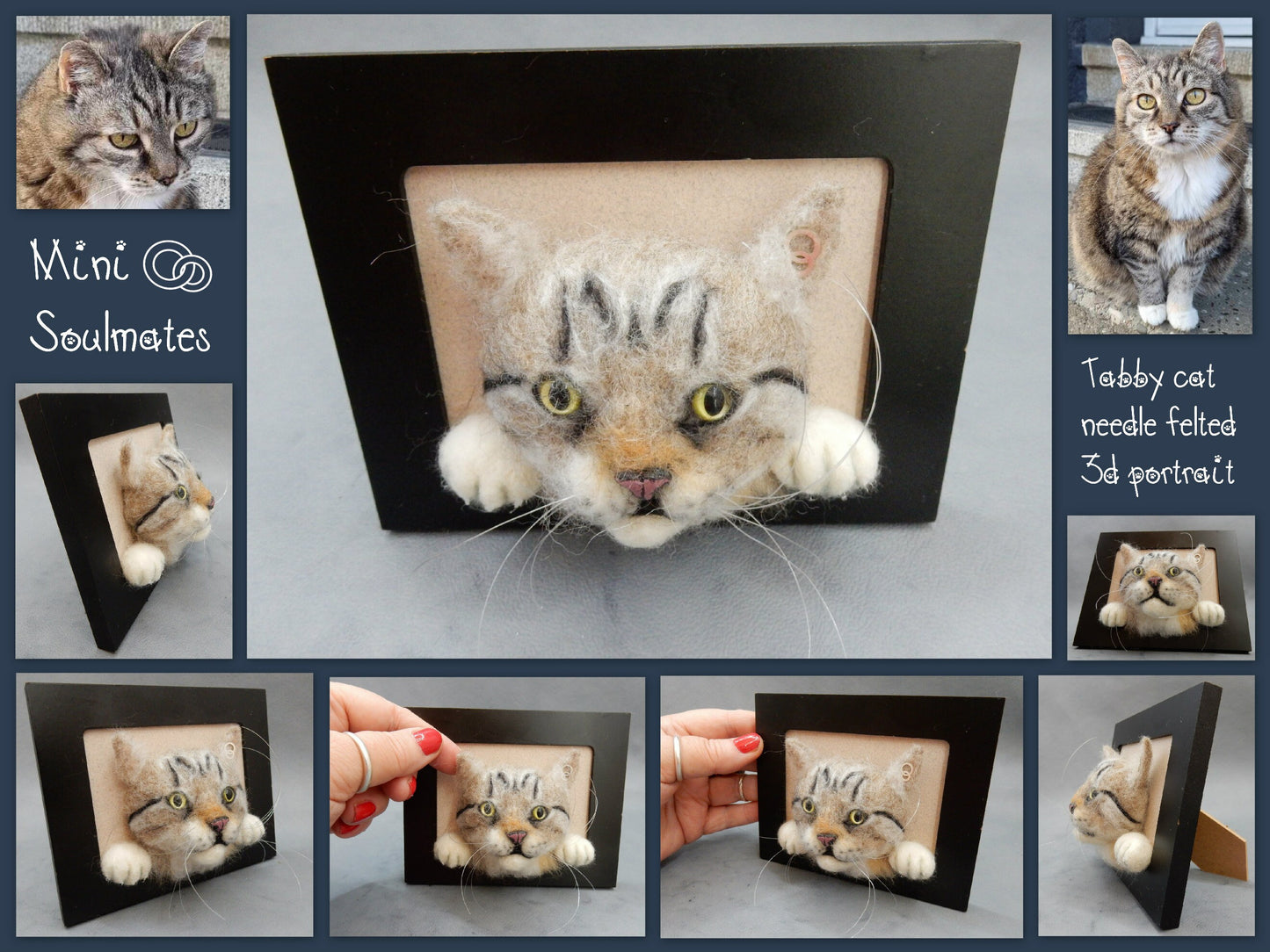 needle felted cat portrait 3D pet art portrait