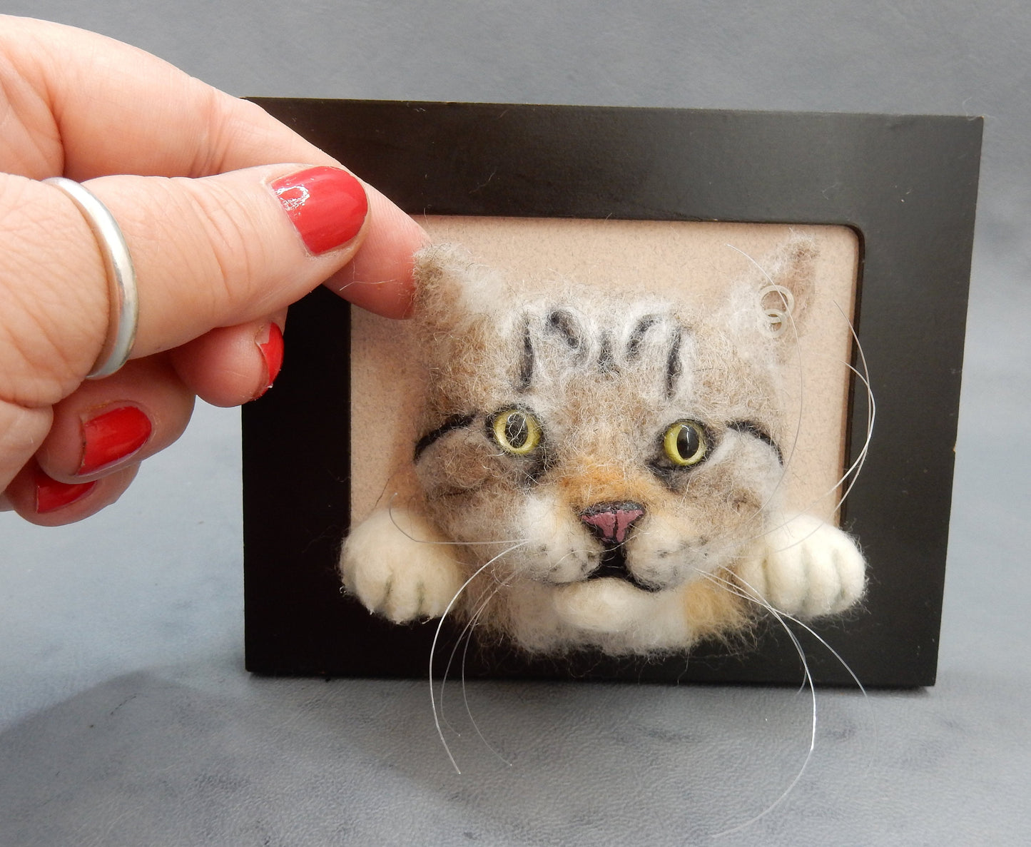 needle felted cat portrait 3D pet art portrait