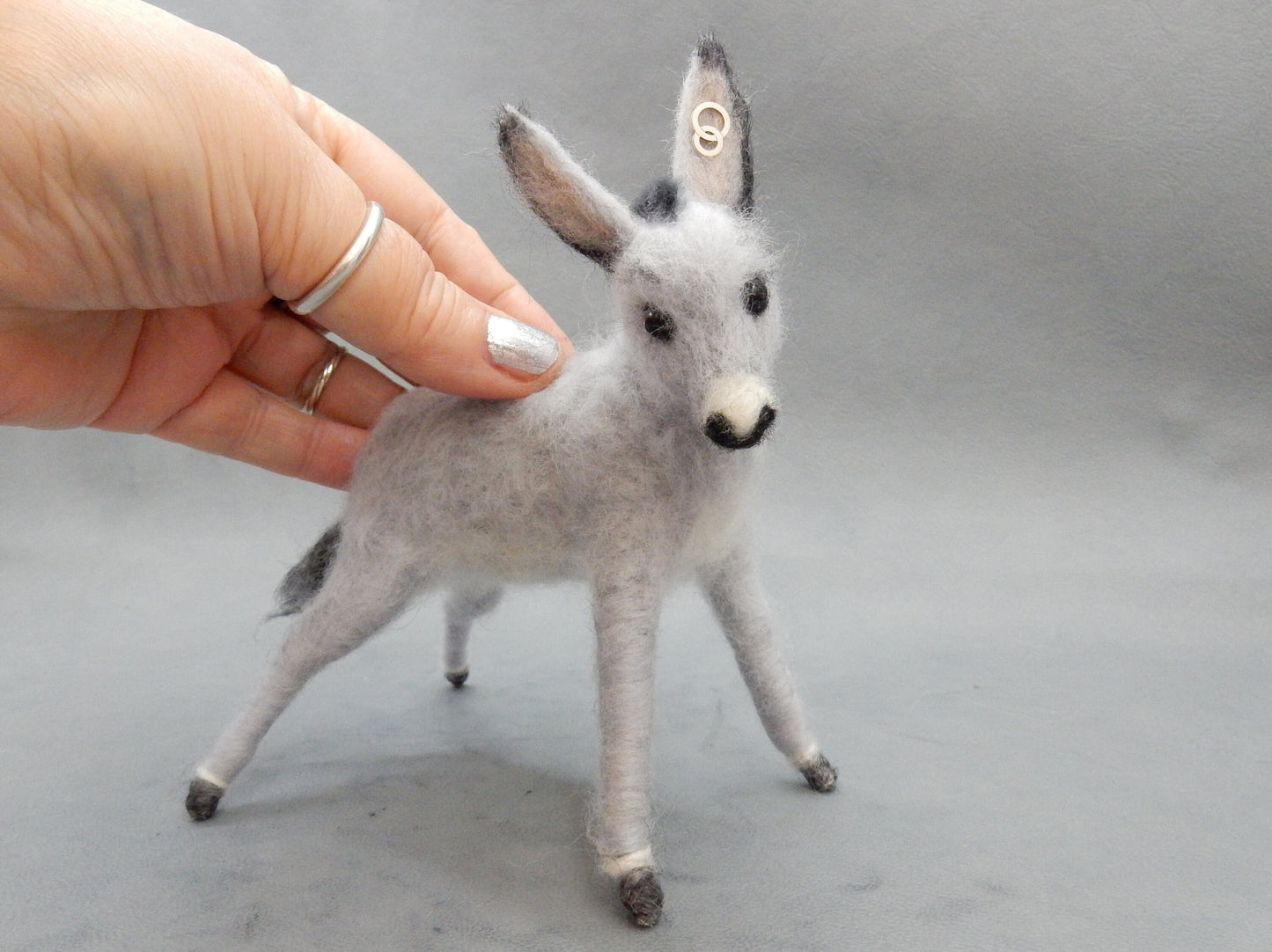 custom felted donkey replica