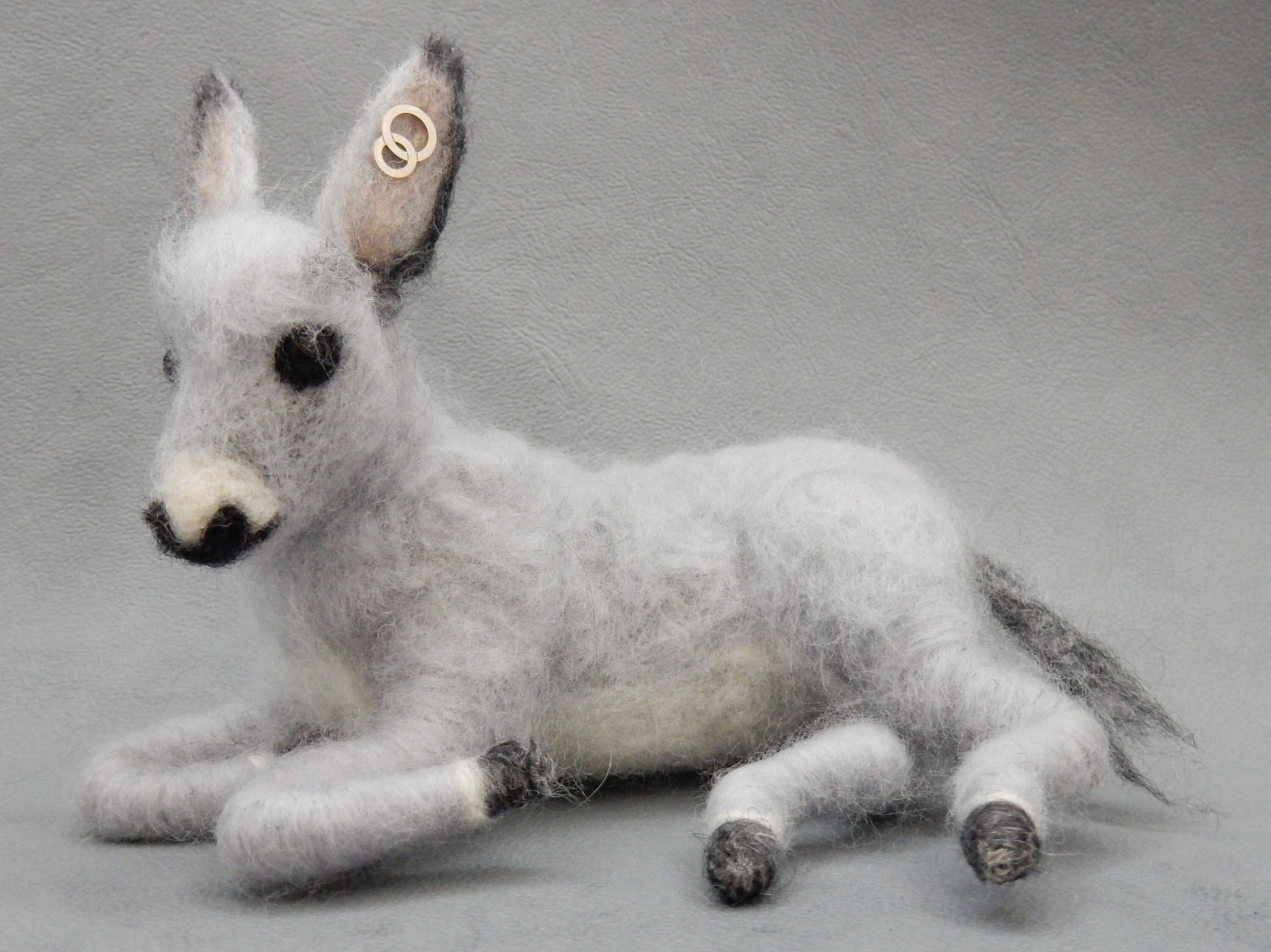 custom felted donkey replica