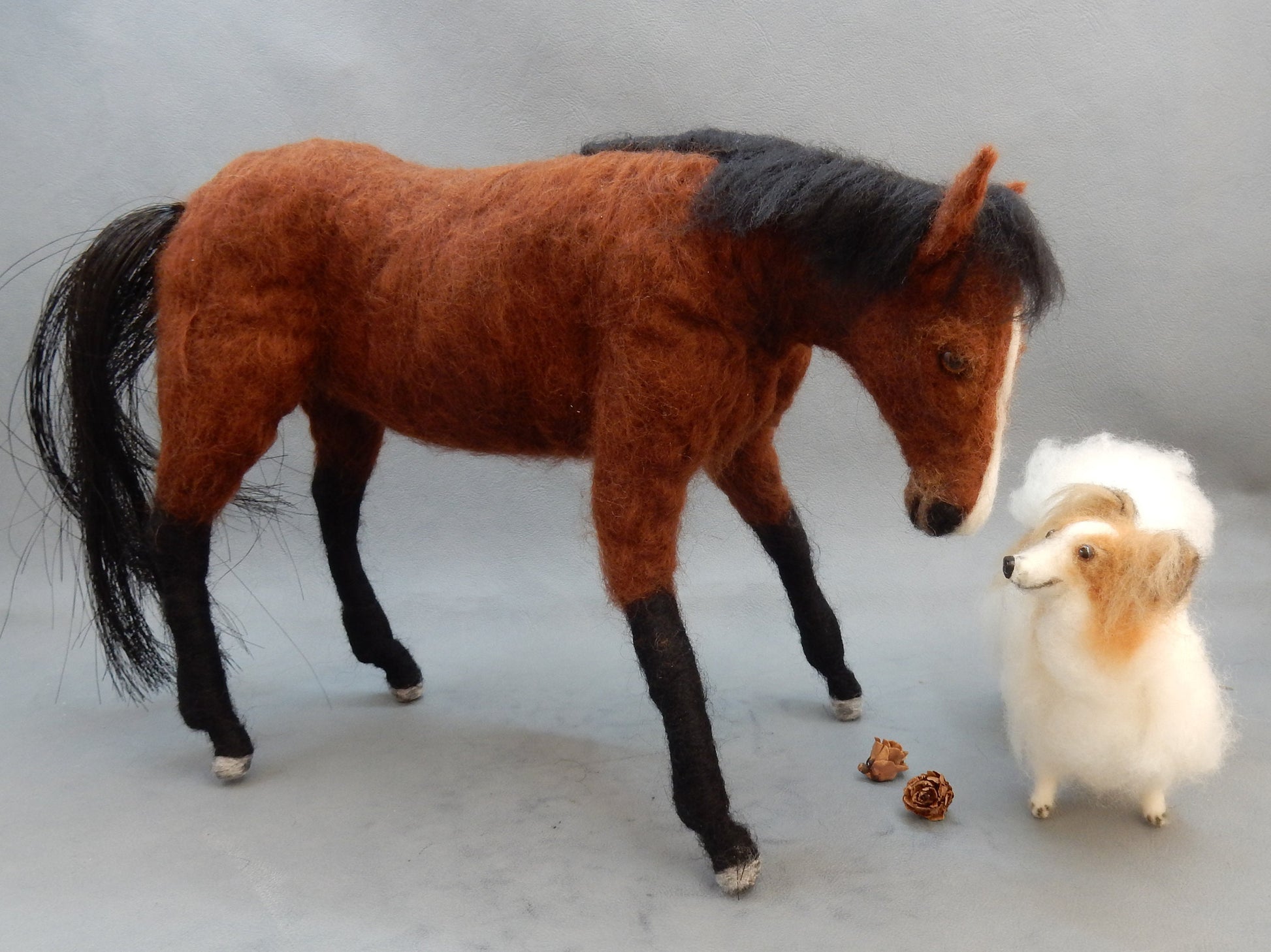 Holsteiner horse miniature custom-felted horse replica