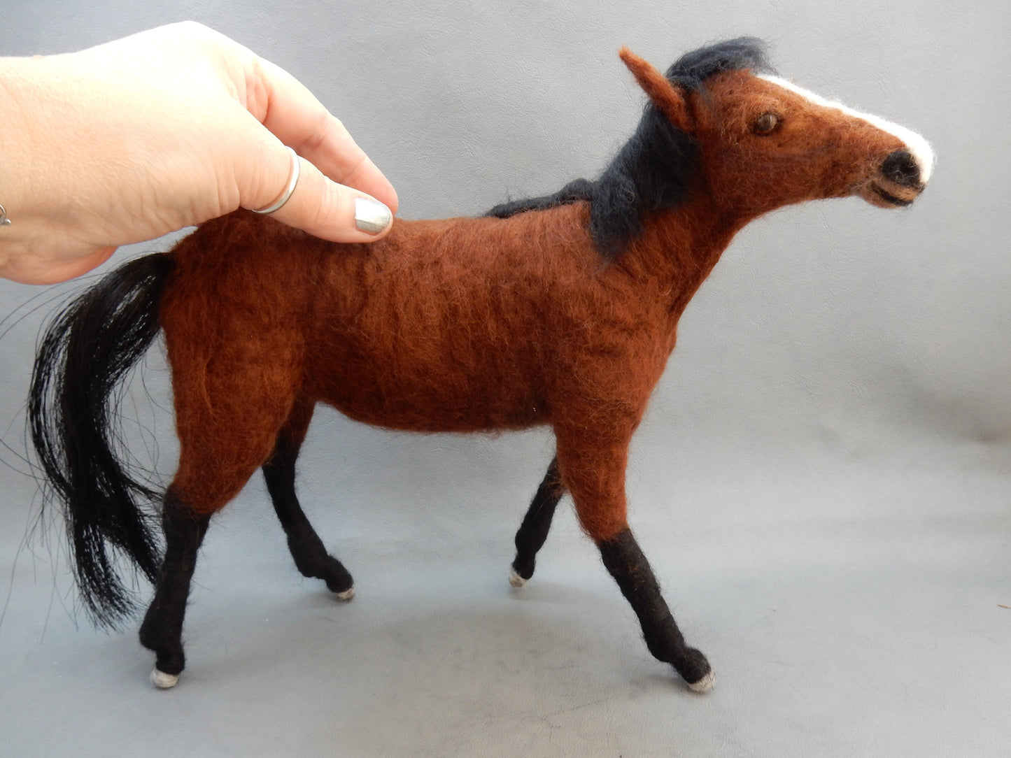 Holsteiner horse miniature custom-felted horse replica