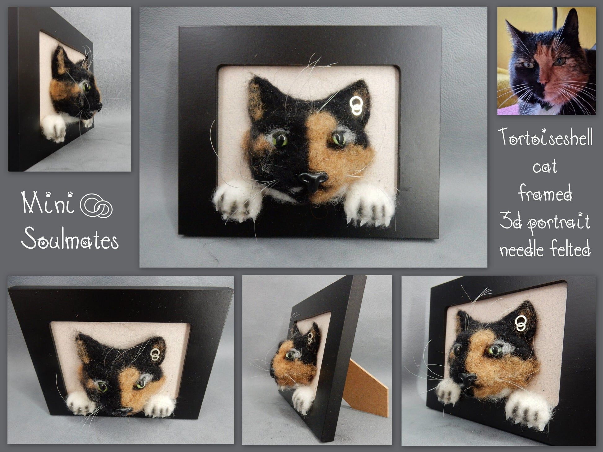 needle felted cat portrait 3D pet art portrait