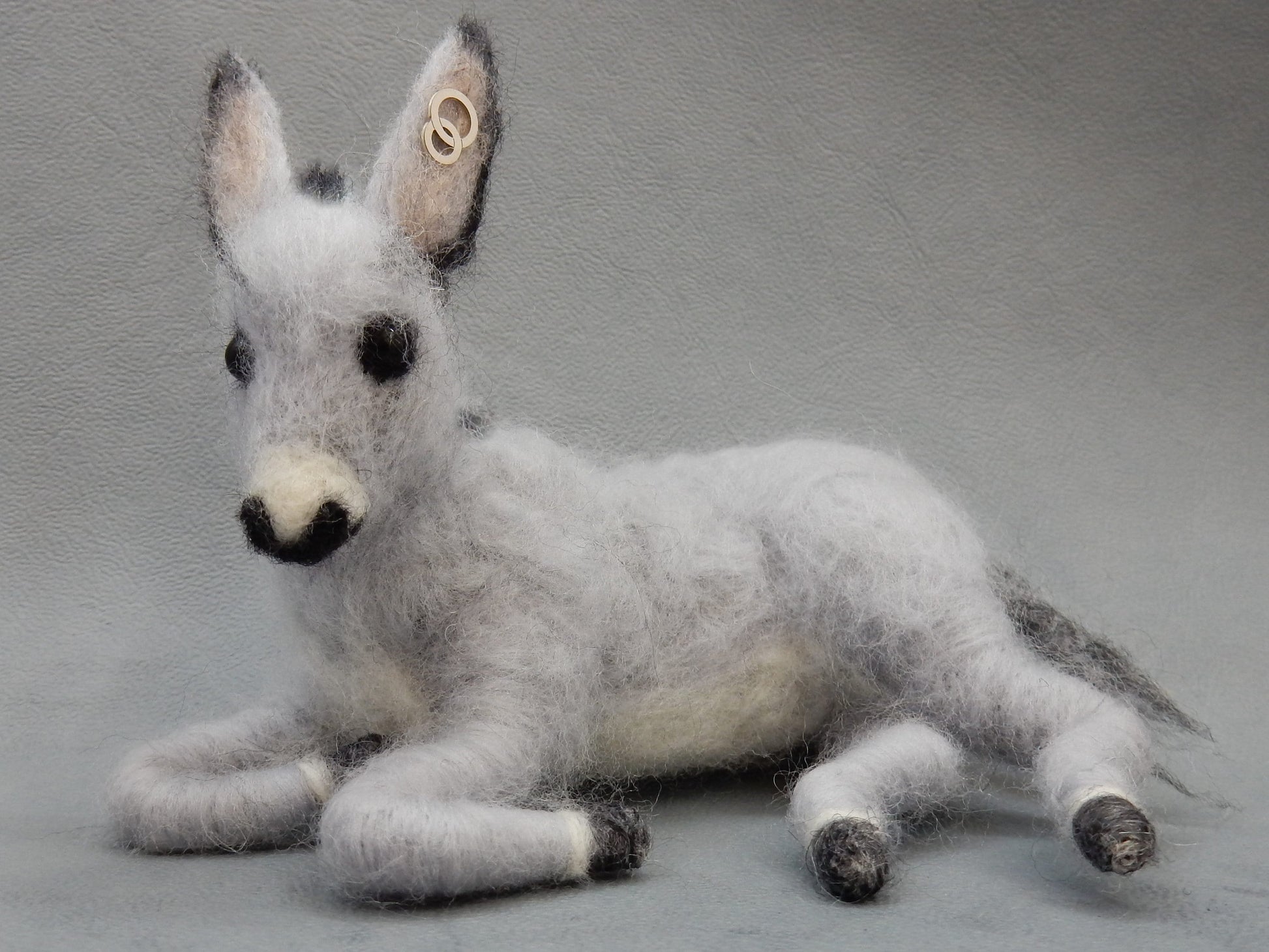 custom felted donkey replica