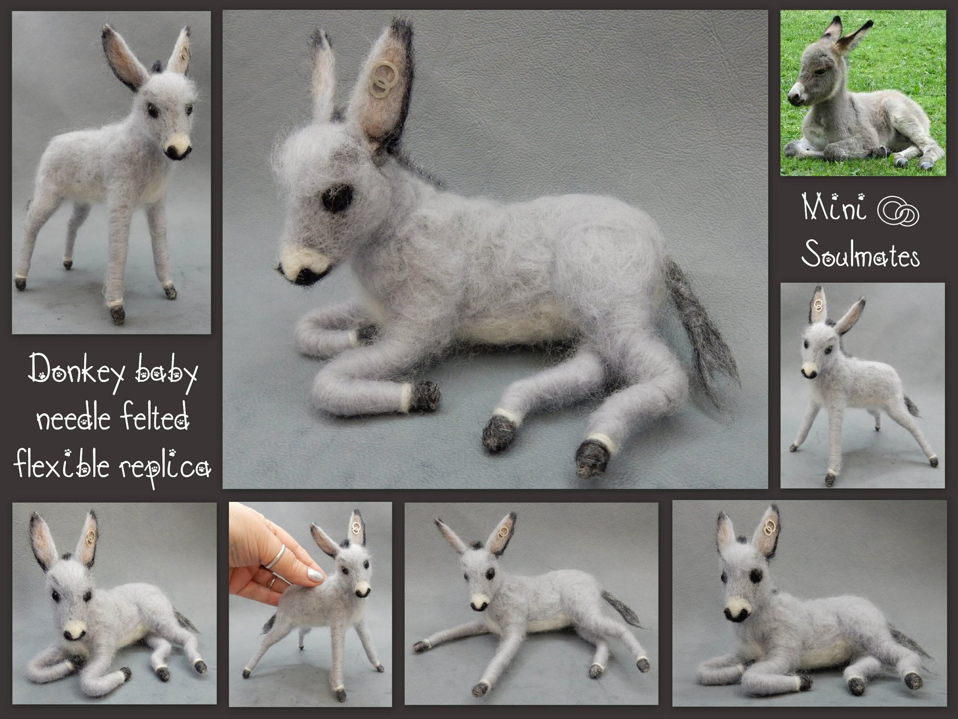 custom felted donkey replica