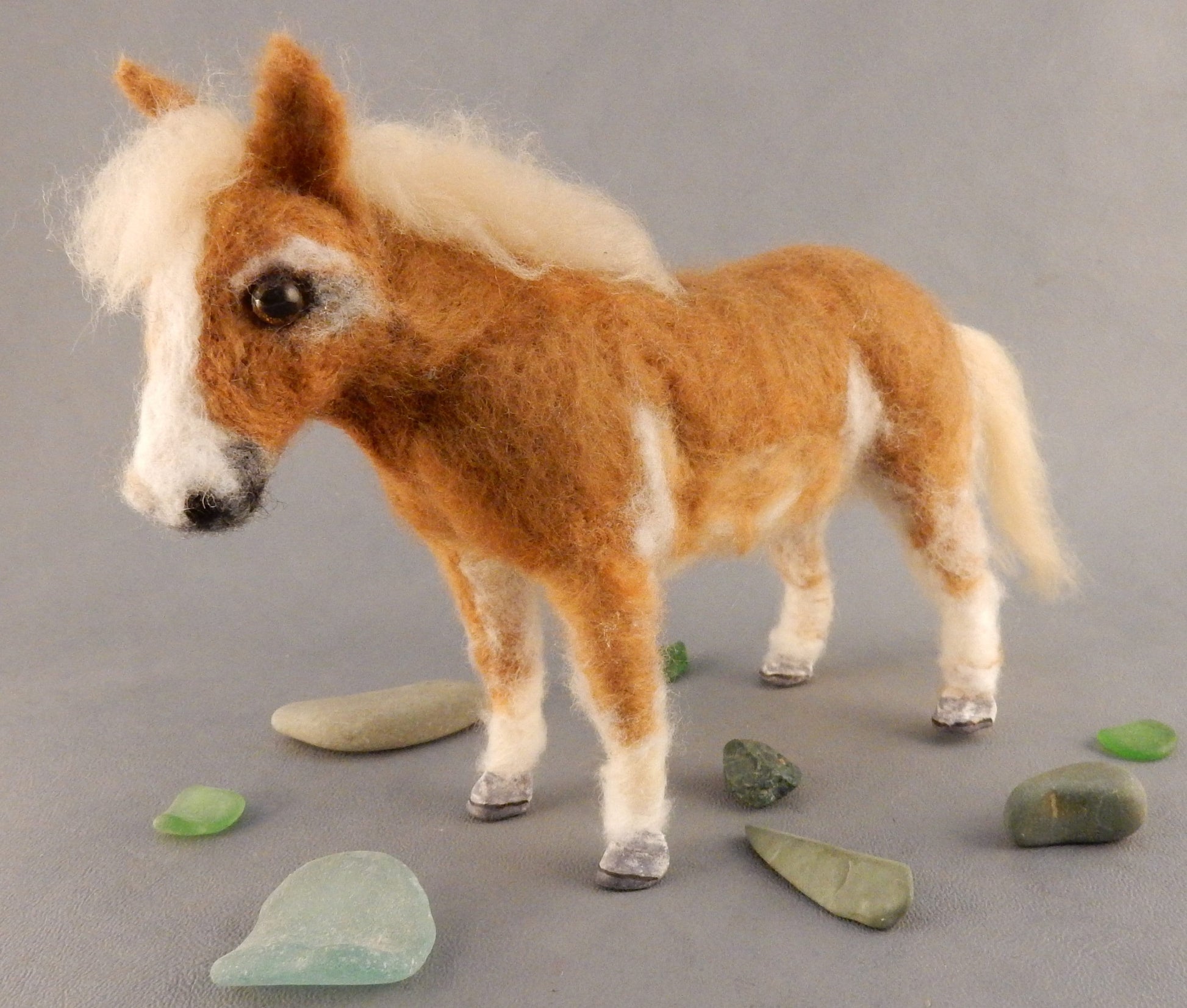 Haflinger mare custom-felted horse replica