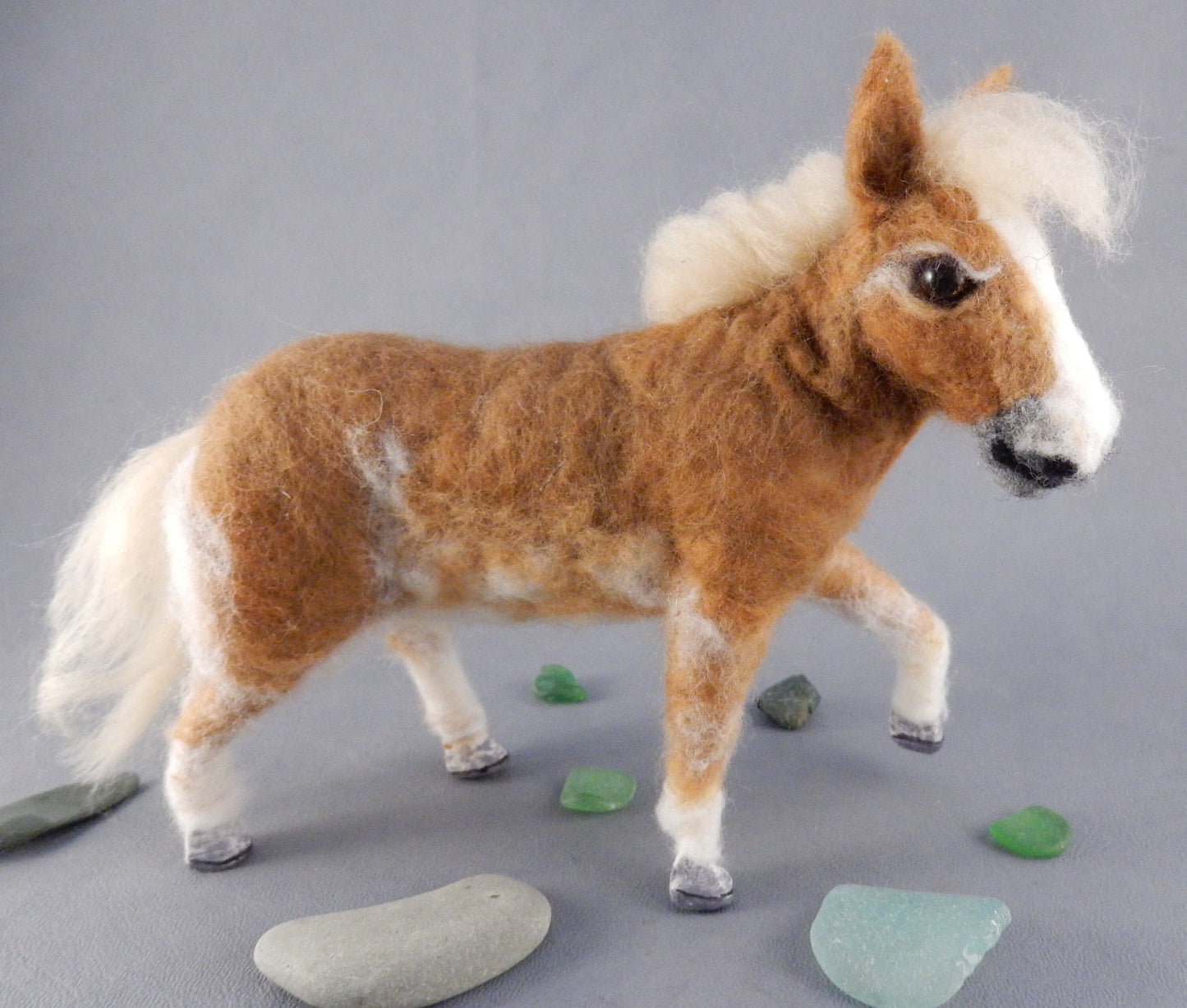 Haflinger mare custom-felted horse replica