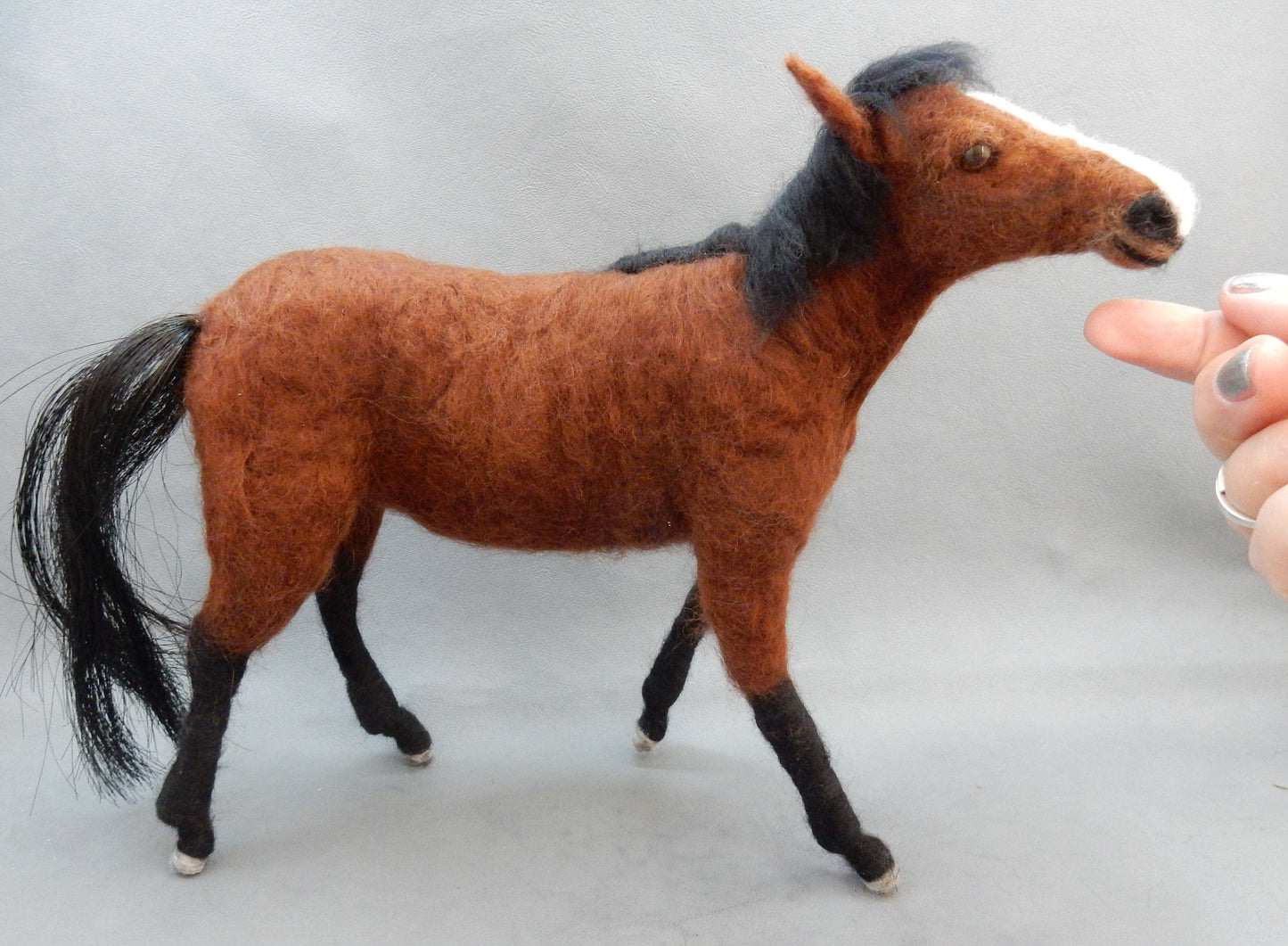 Holsteiner horse miniature custom-felted horse replica