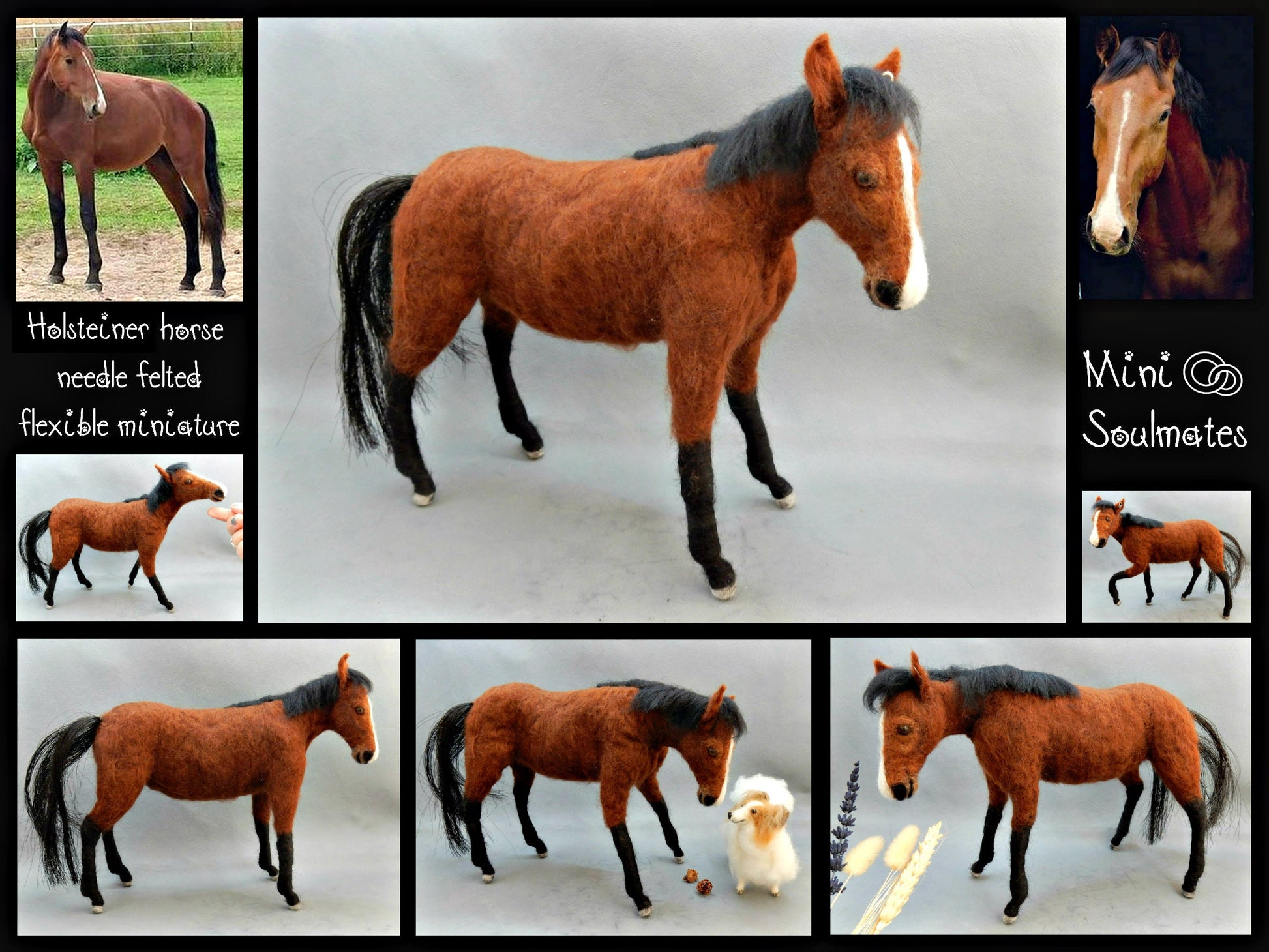 Holsteiner horse miniature custom-felted horse replica