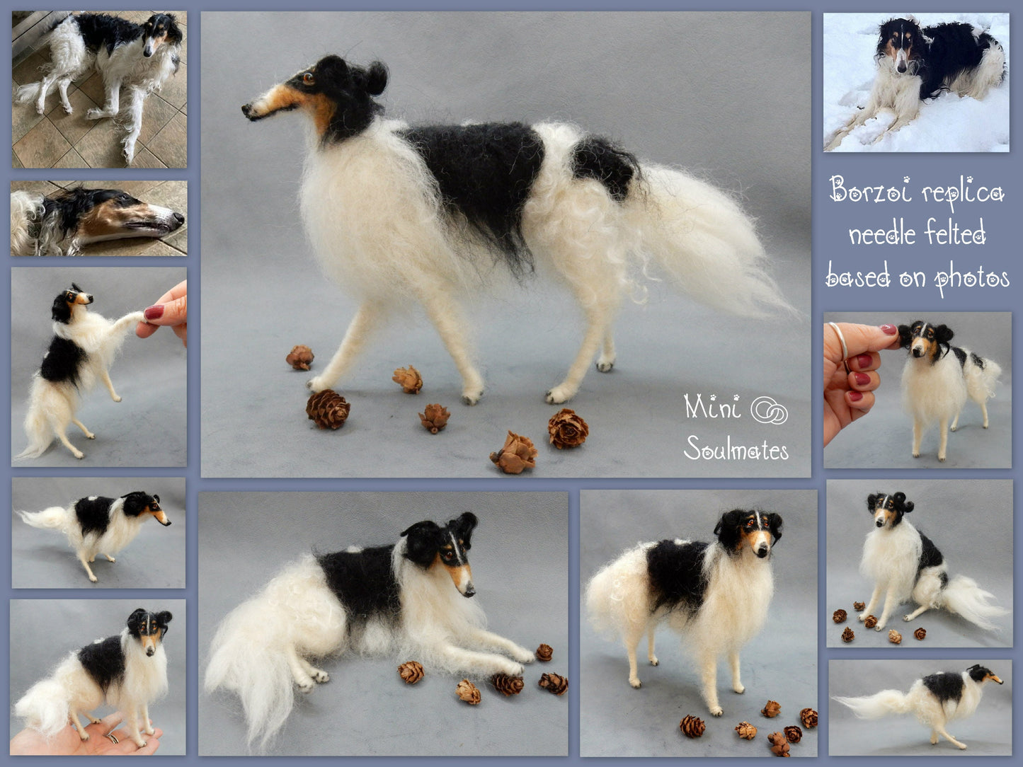 Borzoi needle-felted dog miniature