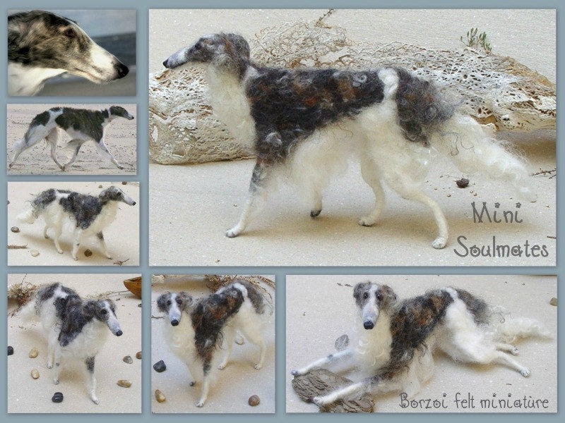 Borzoi needle-felted dog miniature