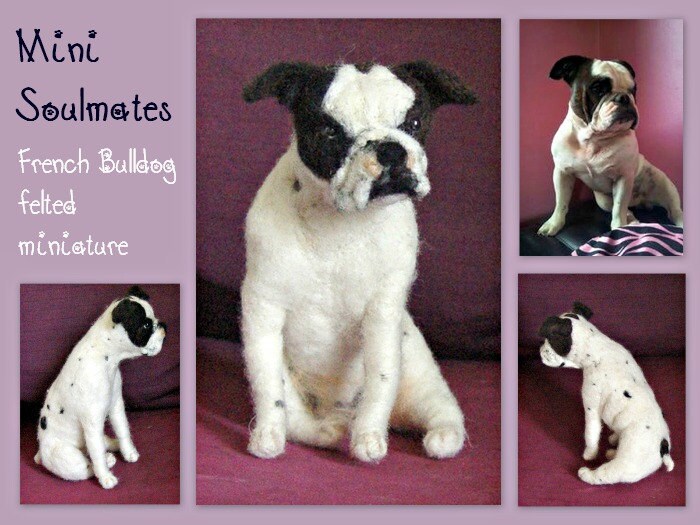 French Bulldog effigy needle-felted dog miniature