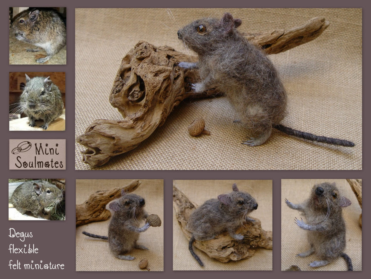 Faux taxidermy rat needle felted mouse wool replica