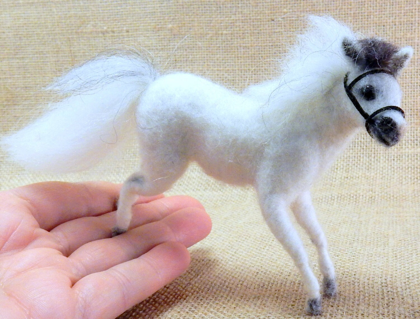 Custom felted horse white horse sculpture