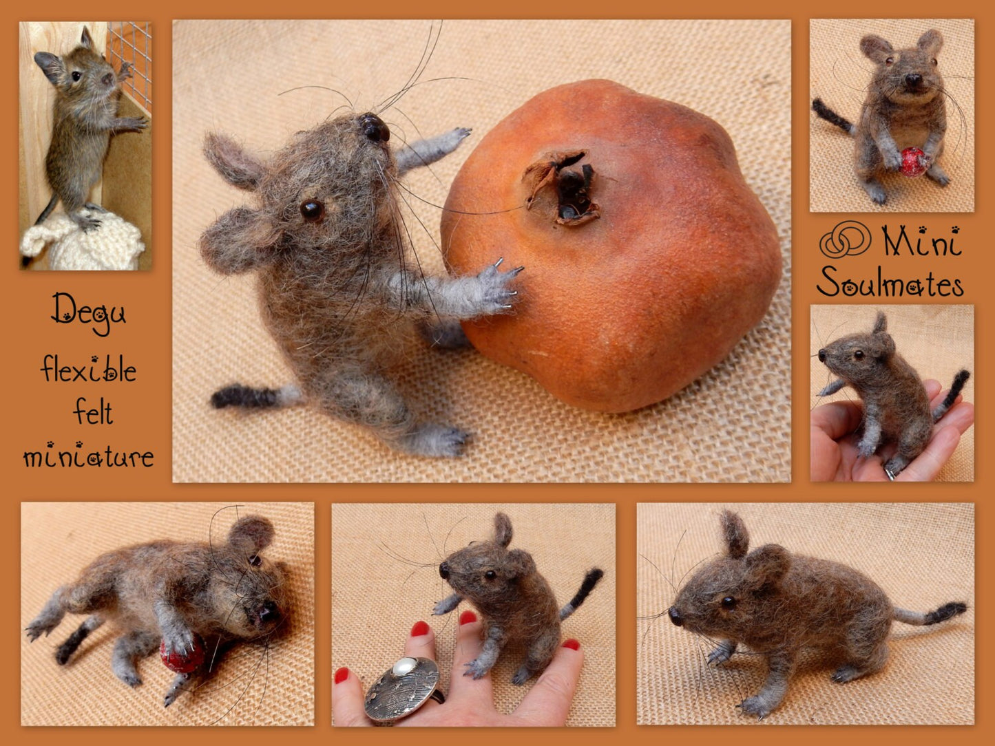 Faux taxidermy rat needle felted mouse wool replica