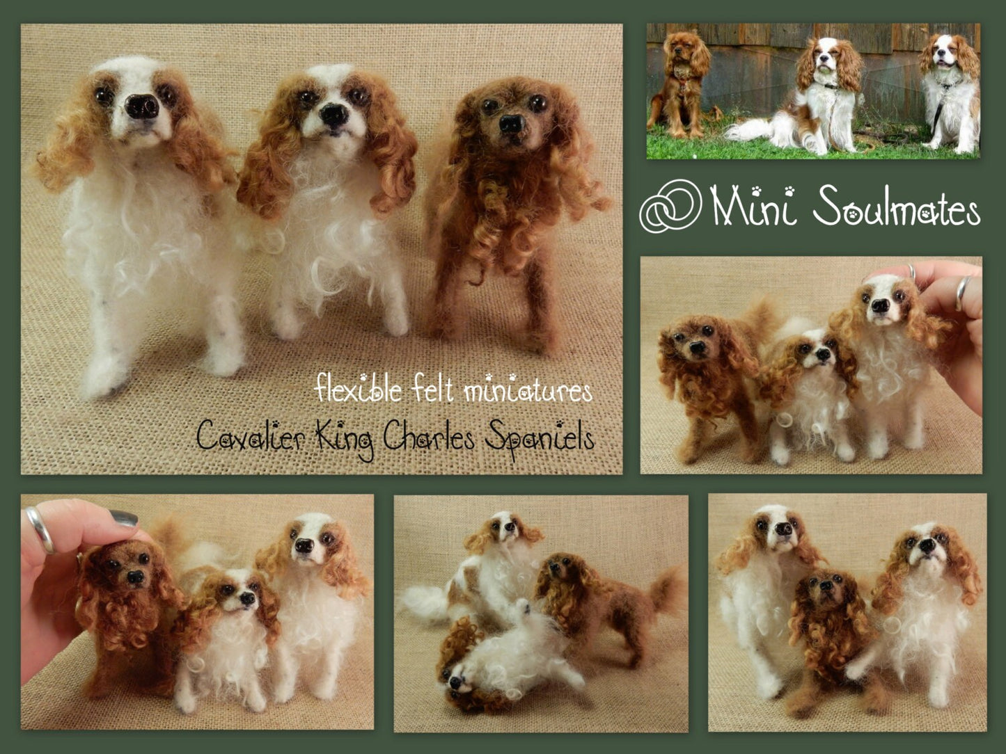 Cavalier King Charles Spaniel custom felted dog soft sculpture 