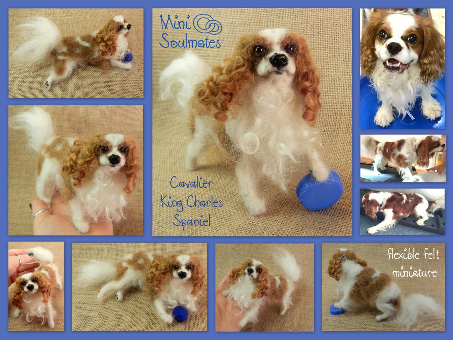 Cavalier King Charles Spaniel custom felted dog soft sculpture