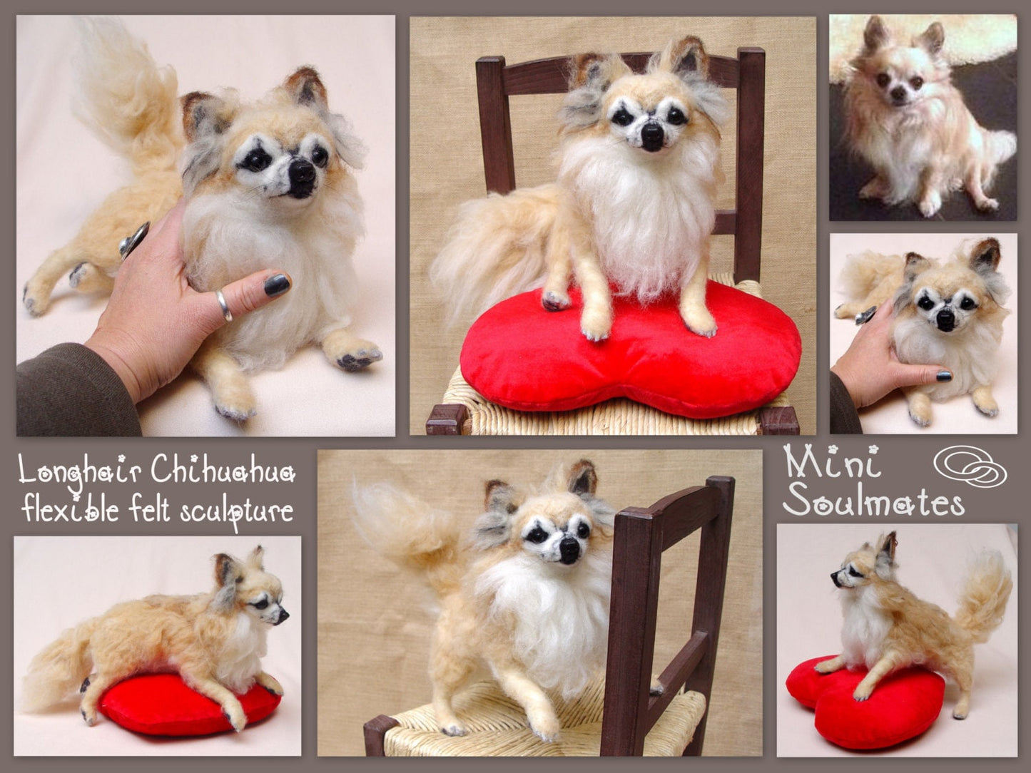 Golden Chihuahua custom-felted dog miniature