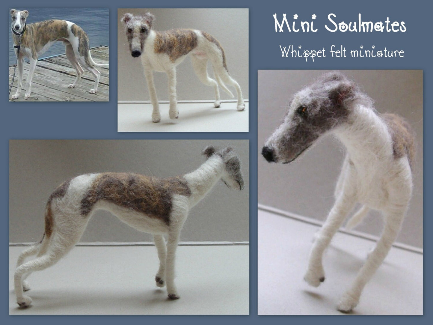 Whippet needle felted dog replica